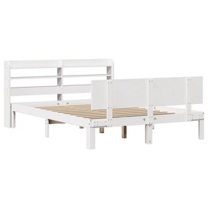 vidaXL Cadre de lit et tête de lit blanc 140x190 cm bois de pin massif
