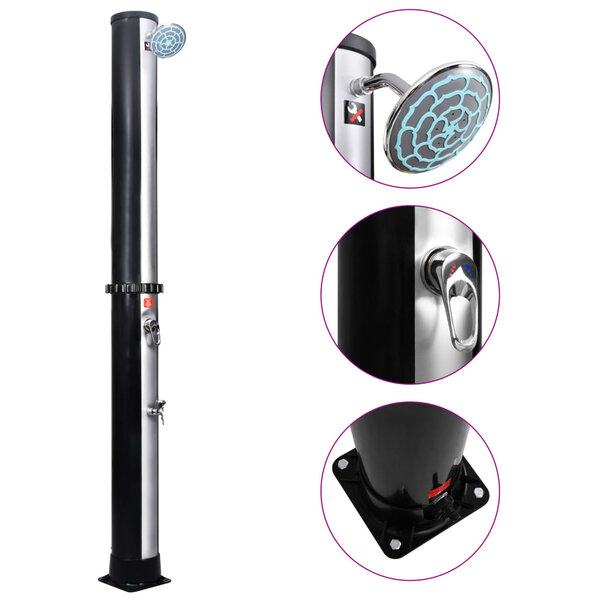 vidaXL Douche solaire d'extérieur avec pomme de douche et robinet 40 L