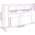 Tête de lit de rangement vidaXL avec éclairage LED Chêne noir 180x18 5x103 5 cm