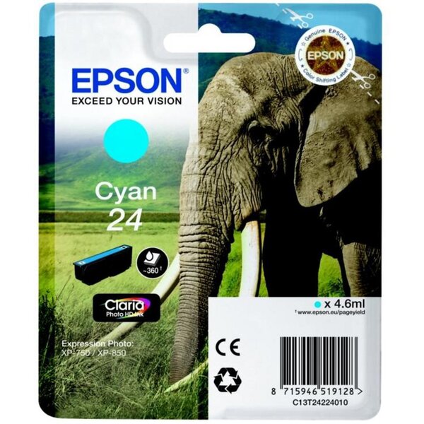 Cartouche Jet d'encre N°24 Cyan Eléphant (4ml) EPSON