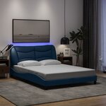 vidaXL Cadre de lit avec LED sans matelas bleu 140x190 cm tissu
