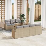vidaXL Ensemble de Canapé de Jardin 8 Pièces avec Coussins Beige en Rattan Poly