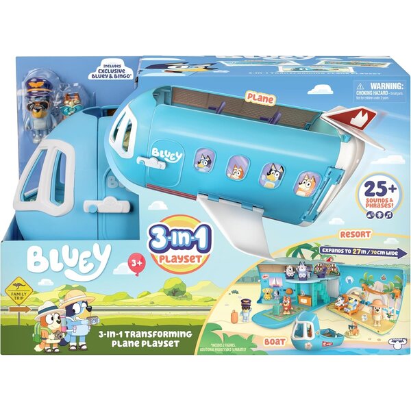 Moose Toys 17670 - Bluey Set de Jeu modulable Avion 3 en 1