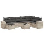 vidaXL Salon de jardin 9 Pièces avec coussins gris clair résine tressée