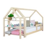 Lit cabane avec étagère 90 x 180 naturel