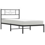 vidaXL Cadre de lit métal avec tête de lit noir 100x200 cm