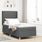 Lit Box Spring avec Matelas Gris Foncé 90x200 cm en Tissu