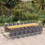 vidaXL Ensemble à manger de jardin 17 Pièces et coussins résine tressée