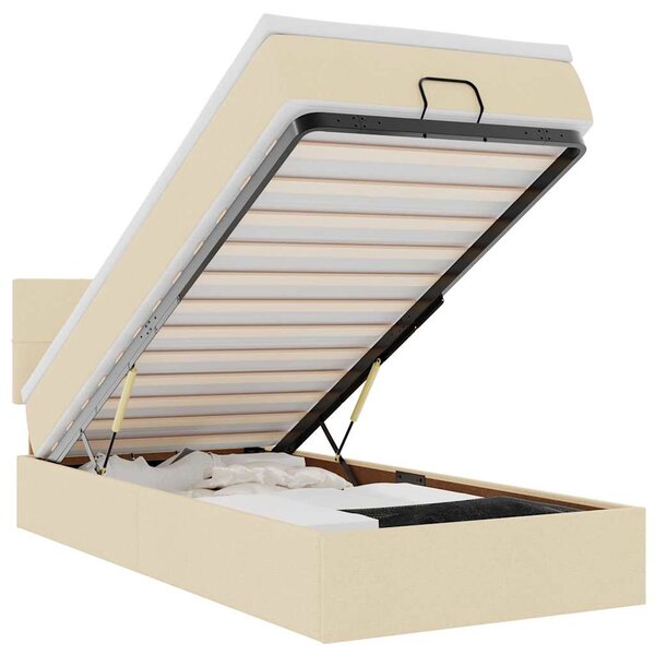 vidaXL Lit ottoman avec matelas crème 90x200 cm tissu