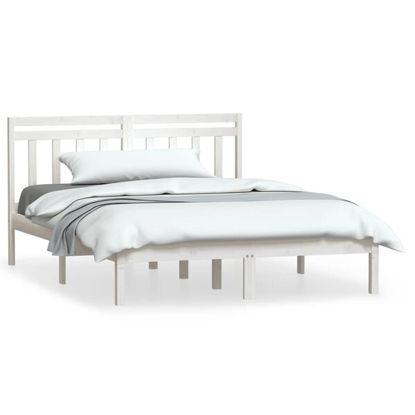 vidaXL Cadre de lit sans matelas blanc bois de pin massif