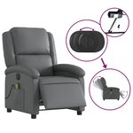 vidaXL Fauteuil de massage inclinable électrique gris similicuir