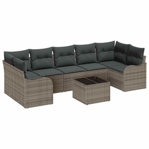 vidaXL Ensemble de canapé de jardin avec coussin 8 Pièces Gris