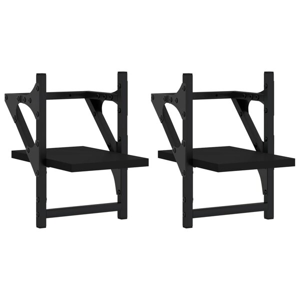 vidaXL Étagères murales avec barres 2 Pièces noir 20x25x30 cm
