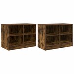vidaXL Armoire de lit avec étagère 2 Pièces Chêne fumé 66 x 33 x 48 cm