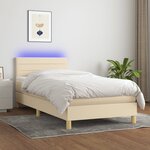 vidaXL Sommier à lattes de lit avec matelas LED Crème 80x200 cm Tissu