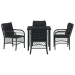 vidaXL Set de repas de jardin 5 pièces avec coussins en rattan poly noir