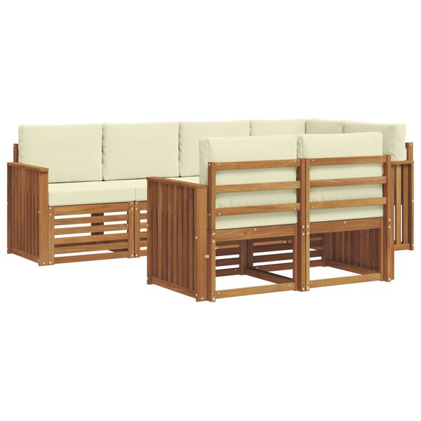 vidaXL Ensemble de canapé d'angle avec coussin 7 Pièces Naturel et Crème