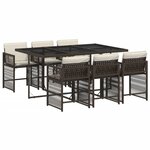 vidaXL Ensemble à manger de jardin et coussins 7 Pièces marron rotin