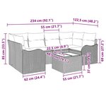 vidaXL Ensemble de canapé de jardin 7 Pièces Noir 55 x 55 x 37 cm