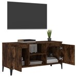 vidaXL Meuble TV avec pieds en métal Chêne fumé 103 5x35x50 cm