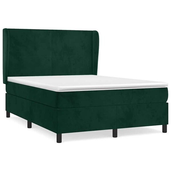 vidaXL Sommier à lattes de lit et matelas Vert foncé 140x190cm Velours