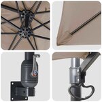 vidaXL Parasol de jardin Taupe 248.5 x 247.5 x 160 cm tissu