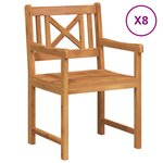 Chaises de jardin vidaXL 8 Pièces 56x55.5x90 cm Bois massif d'acacia