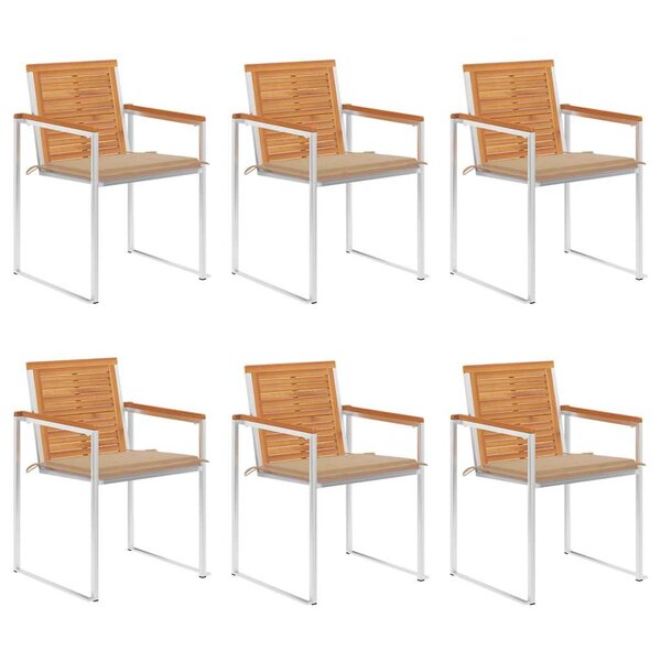 vidaXL Chaises de jardin lot de 6 avec coussins Bois d'acacia solide