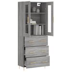 vidaXL Buffet haut Sonoma gris 69 5x34x180 cm Bois d'ingénierie