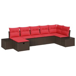 vidaXL Ensemble de canapé de jardin 7 Pièces Marron polyrotin