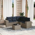 vidaXL Salon de jardin 6 Pièces avec coussins gris résine tressée