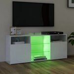 vidaXL Meuble TV avec lumières LED blanc brillant 120x30x50 cm
