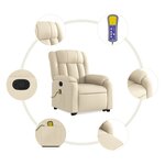 vidaXL Fauteuil inclinable de massage Crème Tissu