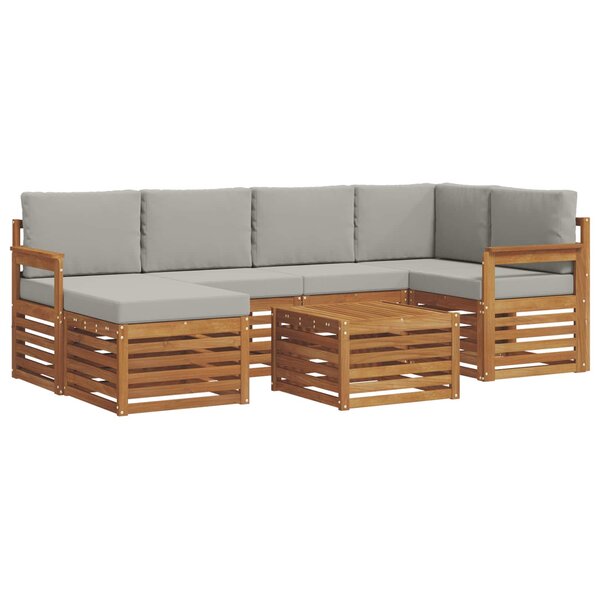 vidaXL Ensemble de canapés d'extérieur 7 pc Gris Naturel et Clair