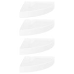vidaXL Étagères d'angle flottantes 4Pièces blanc brillant 25x25x3 8cm MDF