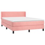 vidaXL Sommier à lattes de lit avec matelas Rose 140x190 cm Velours