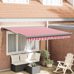 vidaXL Auvent Rétractable Rouge et blanc 300 x 250 cm Tissu  Métal
