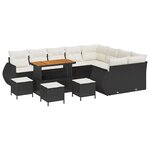 vidaXL Ensemble de canapé de jardin avec coussin 13 Pièces Noir et crème