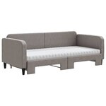 vidaXL Lit de jour avec gigogne et matelas taupe 90x200 cm tissu