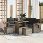 vidaXL Ensemble de canapé de jardin 8 Pièces Gris polyrotin