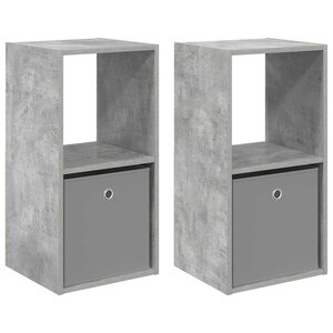 vidaXL Table de chevet avec tiroir 2 Pièces Gris béton 35 x 32 x 68 5 cm