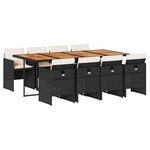 vidaXL Ensemble à manger de jardin 9Pièces coussins noir résine tressée