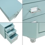 Caisson de bureau armoire meuble de rangement à roulettes acier 48 x 28 x 41 cm vert menthe 03_0009123