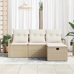 vidaXL Ensemble de canapé de jardin 4 Pièces Beige Poly rotin