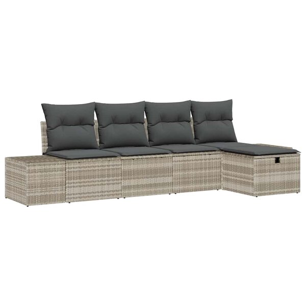 vidaXL Ensemble de canapé de jardin 5 Pièces Gris clair 55 x 62 x 69 cm