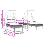 vidaXL Chaises longues lot de 2 avec auvents et table noir poly rotin