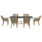 vidaXL Ensemble de salle à manger pour jardin 7 Pièces Beige polyrotin