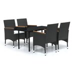 vidaXL Ensemble à manger de jardin avec coussins 5 Pièces Noir