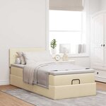 vidaXL Lit ottoman avec matelas et LED crème 90x200 cm tissu
