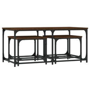vidaXL Tables basses gigognes 3 Pièces chêne marron bois d'ingénierie